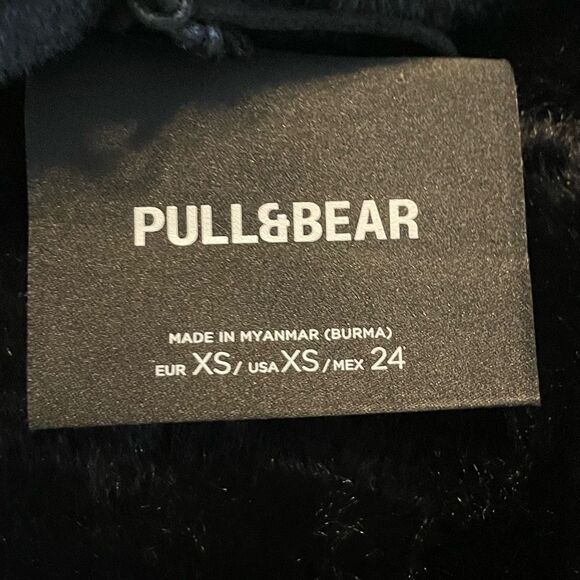 Pull & Bear Double-Faced Vegan Suede Jacket Black Faux Fur Lined Buckle Detail X - Picture 7 of 13